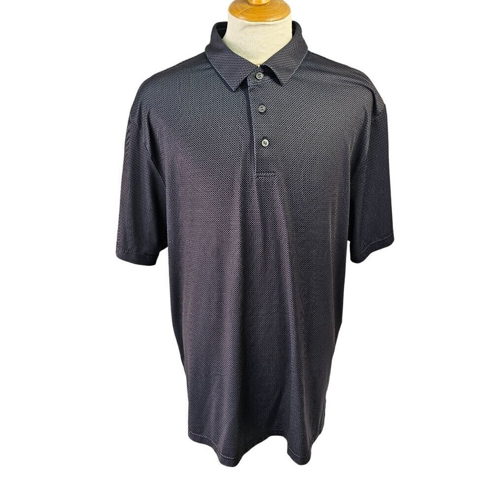 Ben Hogan Gray Check Short Sleeve Golf Shirt Mens Sz XL Lightweight Polyester